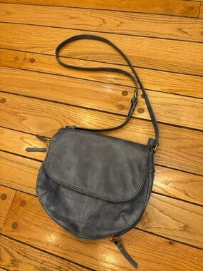 Miztique Slate Blue Vegan Leather Saddle Crossbody Purse